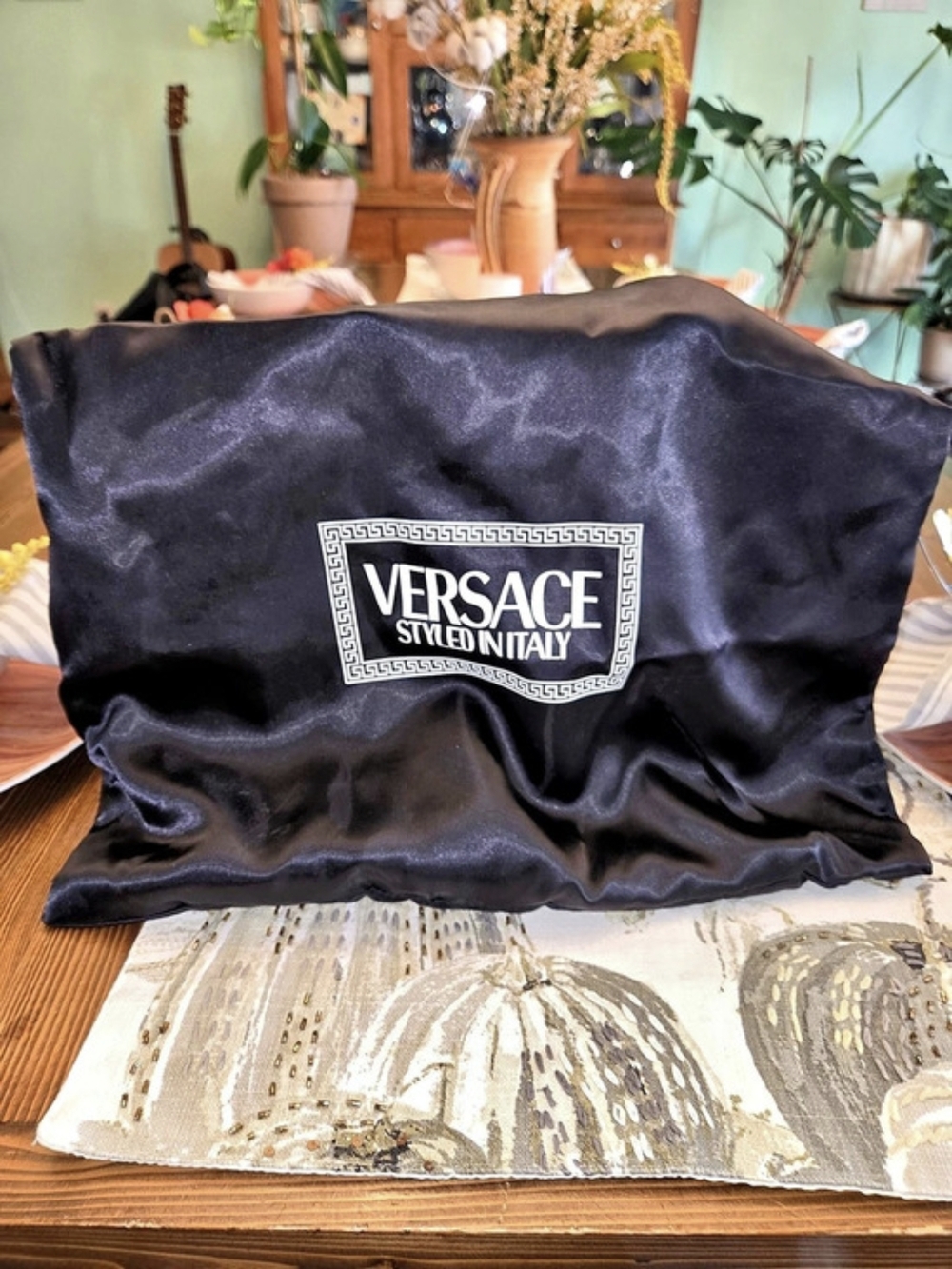 Rare Versace Styled In Italy Vintage Crocodile Embossed Leather Excellent Cond